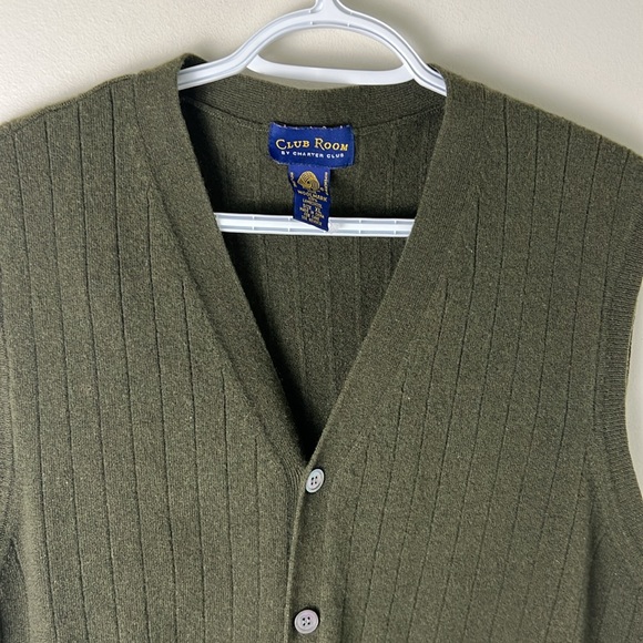 Club Room By Charter Club 100% Lambswool knit Sweater Vest Olive Green Size XL - Picture 2 of 10